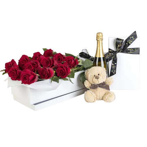 Romantic Red Roses Deluxe Bouquet Hamper Bloomin Mad Flowers