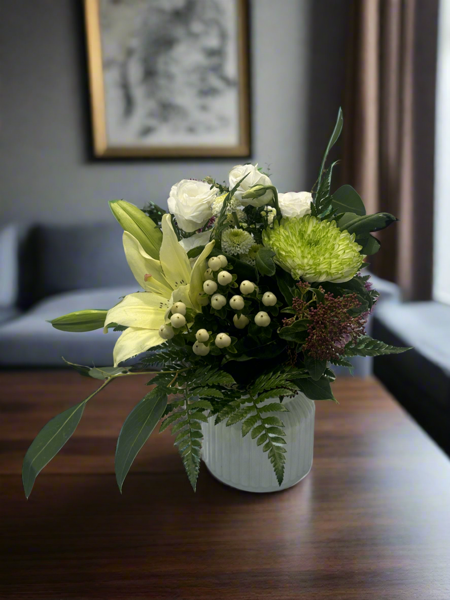 Classic White and Green Posy Jar