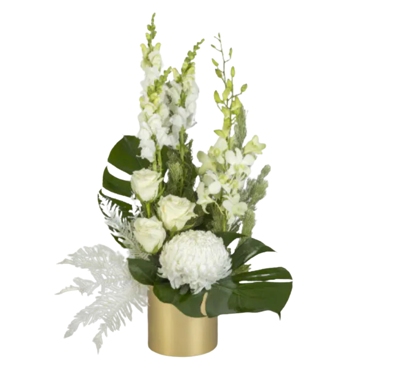 Opulent White Flower Bouquet in a Vase