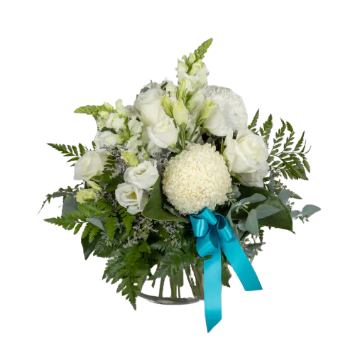 White Themed In-Season Flower Bouquet in a Vase