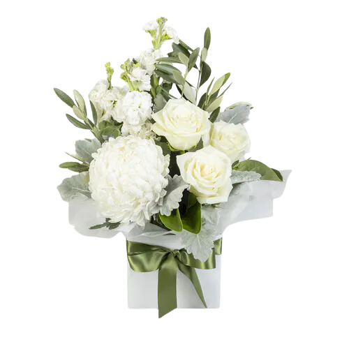 White Rose & Disbud Flower Arrangement