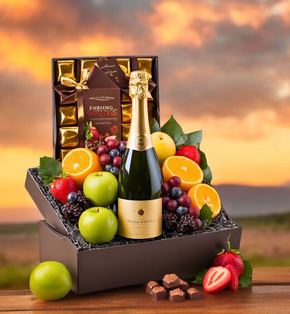 Wine, Chocolates and Fresh Fruit Hamper